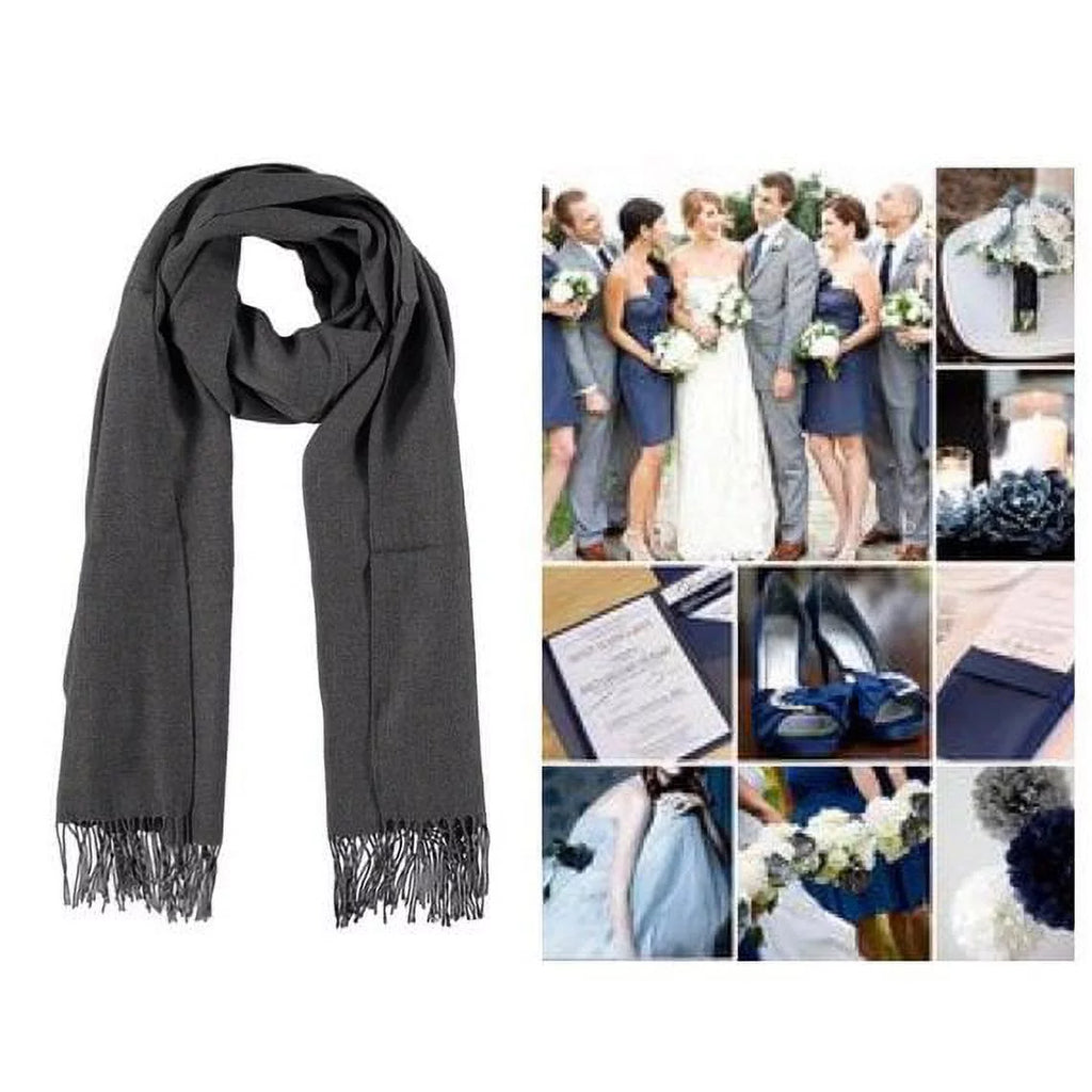 Bridal Bridesmaid of Dark 10 Set Grey Shawl, Wedding Pashmina Wrap, Shawl, Shawl Scarf