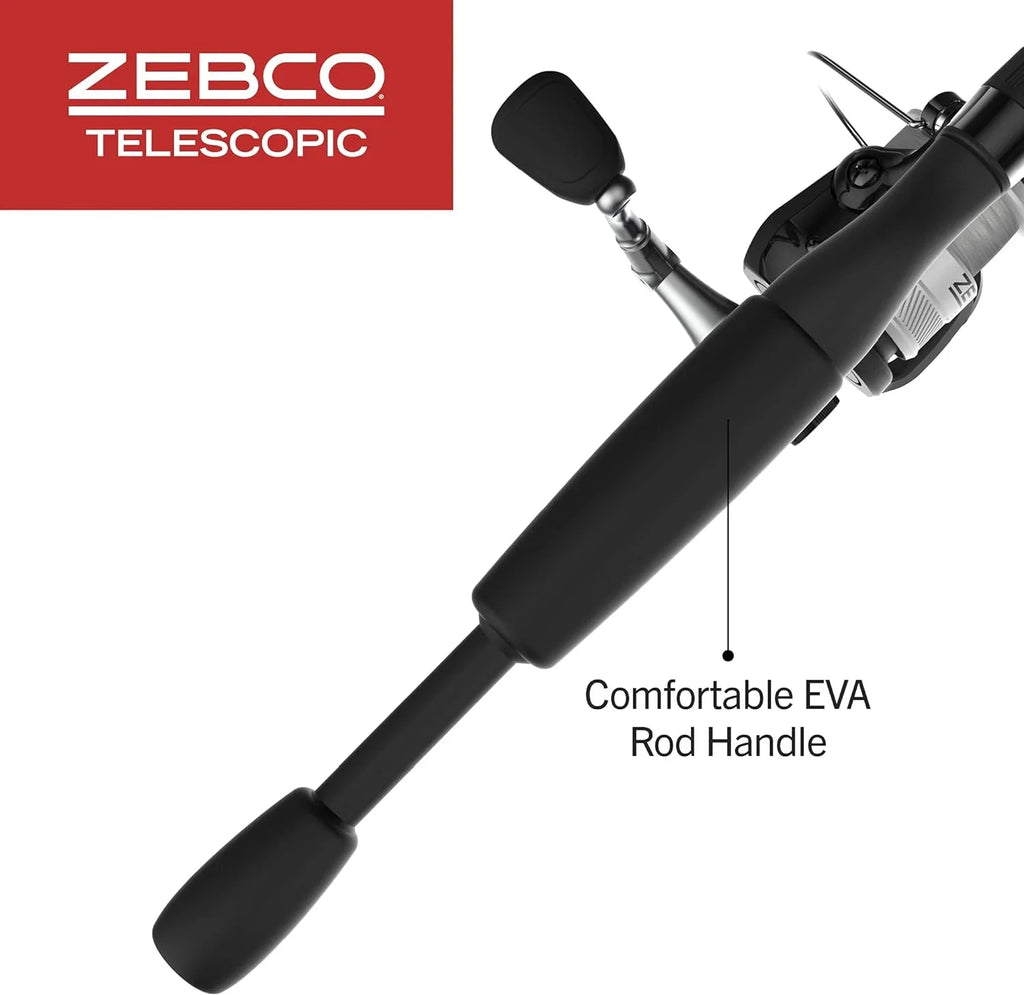 dimension and Spinning Zebco Fishing 33 Reel Silver/Black Rod Rod, 6-Foot 30 Reel, Combo, Telescopic