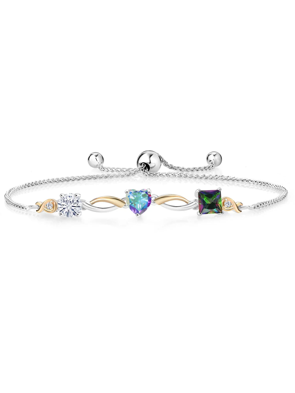 Yellow Diamond Bracelet Green (2.30 Mist Keren Silver To cttw, Grown Topaz Tennis and Mystic for Gold 9 Women inch) Mercury Up Lab 10K Mystic Adjustable and 925 By Topaz Hanan Moissanite