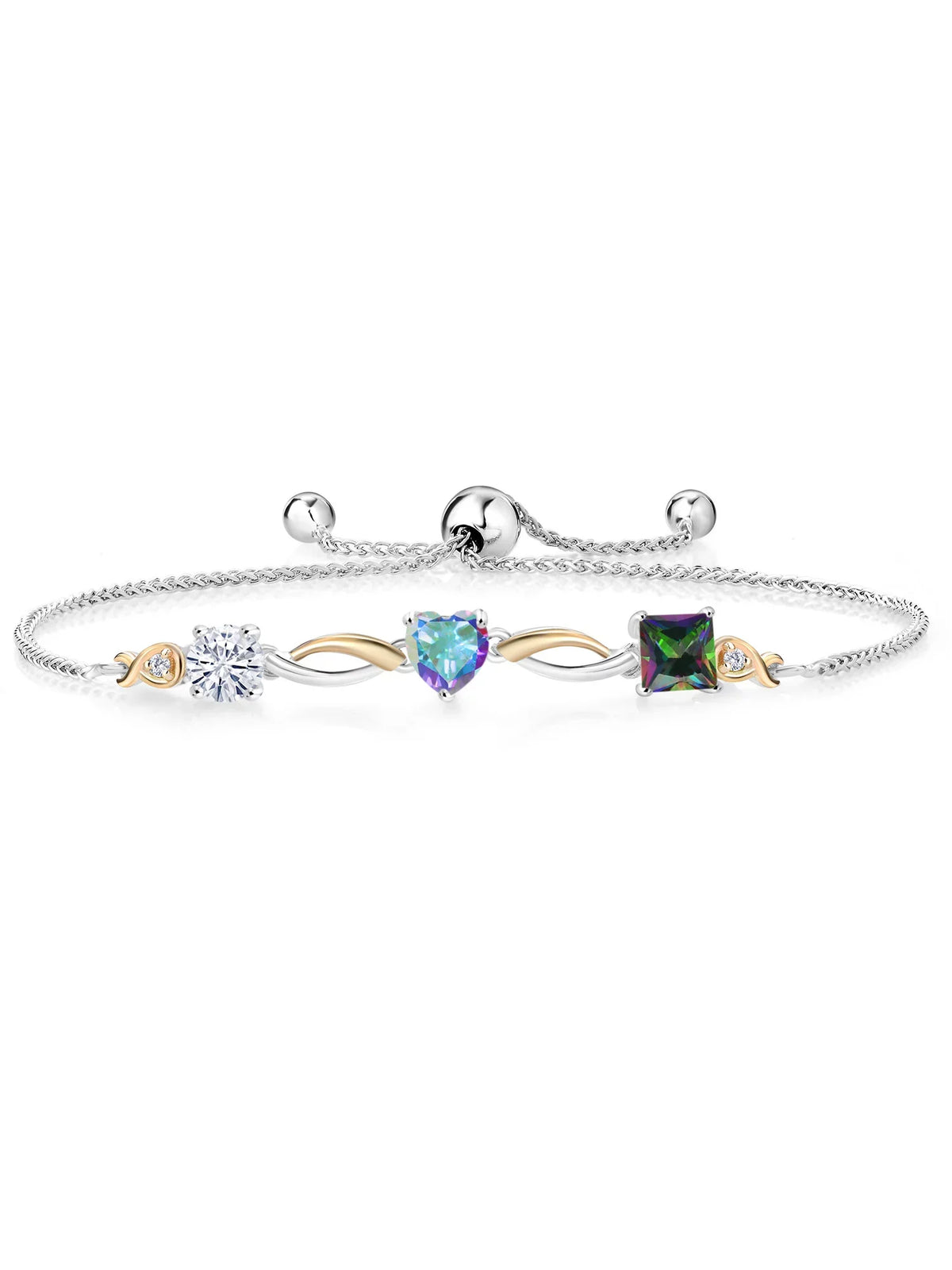 Yellow Diamond Bracelet Green (2.30 Mist Keren Silver To cttw, Grown Topaz Tennis and Mystic for Gold 9 Women inch) Mercury Up Lab 10K Mystic Adjustable and 925 By Topaz Hanan Moissanite