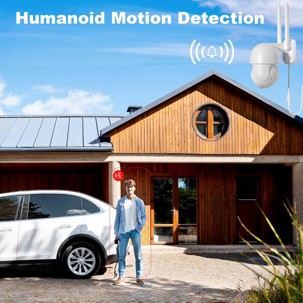 PIR Two-Way TOPVISION Detection, Spotlight, Wireless Digital Zoom, 2K Spotlight, WiFi, Motion Full with View 360° 4X exterior Talk PTZ, Camera Night Solar Color Vision, Security