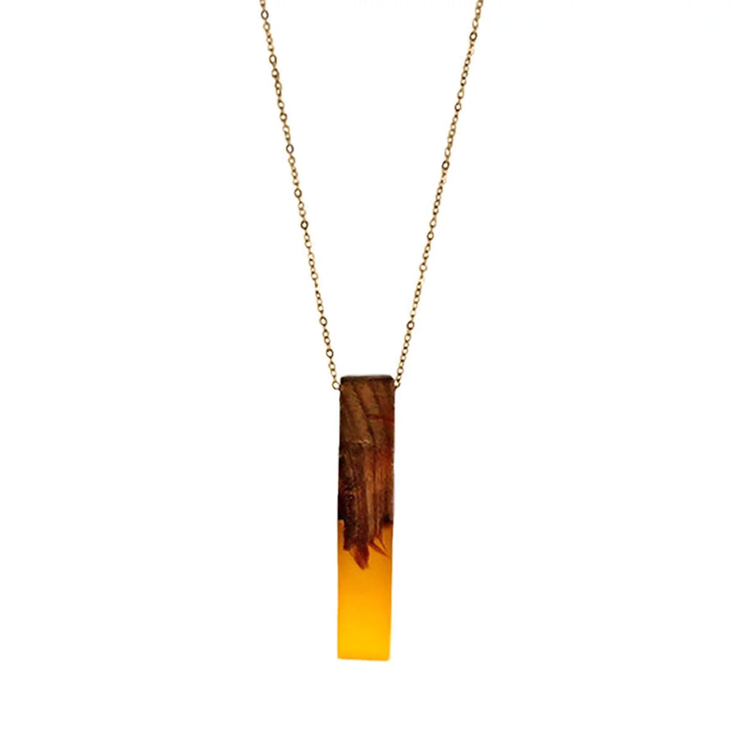 Resin Box Vertical Inc Boutique Yellow Women for Wood Wooden Blue Necklace Bar | Gift Anniversary Pendant
