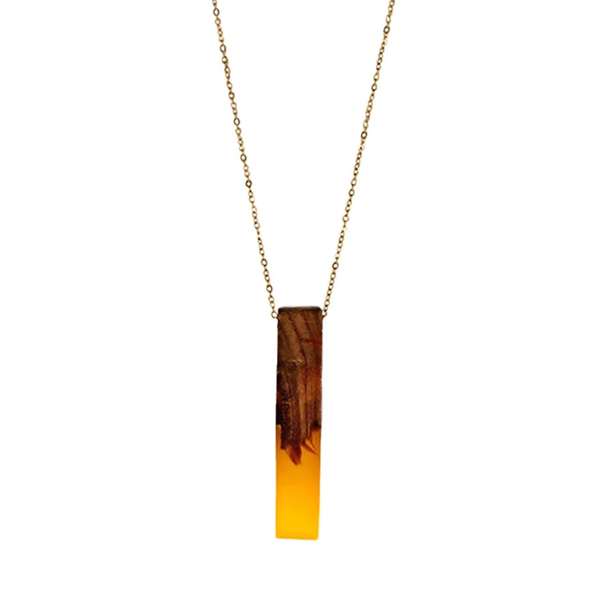Resin Box Vertical Inc Boutique Yellow Women for Wood Wooden Blue Necklace Bar | Gift Anniversary Pendant