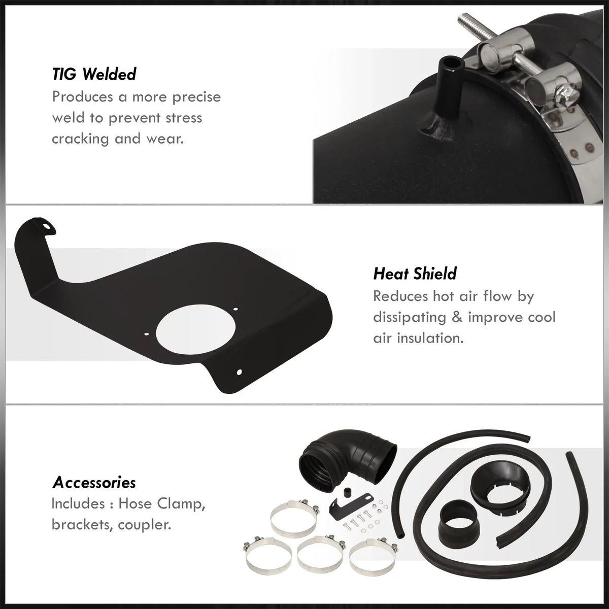 05 Ram Cadillac 04 Air System Aluminum Intake 6.0L Black + Cold CTS-V CAI Induction Kit Distributors V8 2007 2006 Heat 07 Pipe 2004 For Compatible/Replacement 06 Short Shield 5.7L 2005 Filter AJP SRI