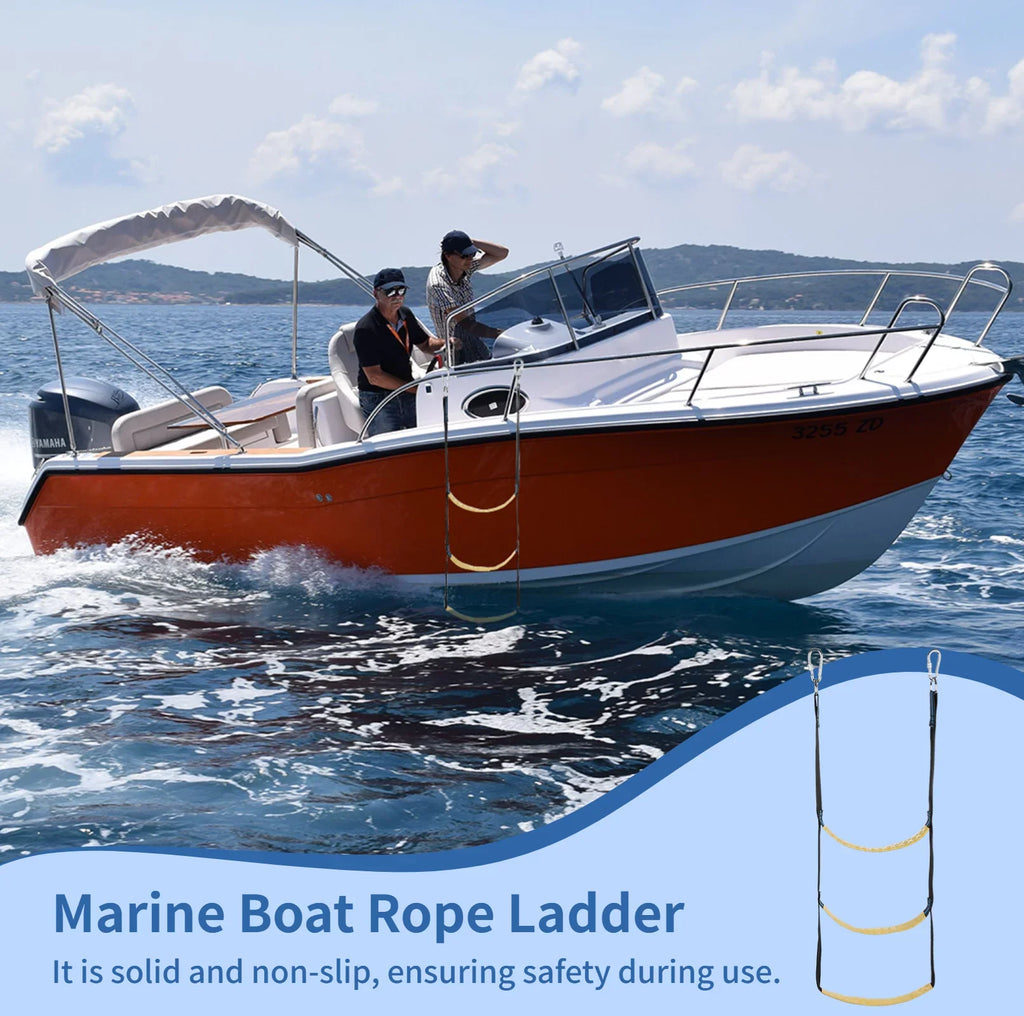 Canoeing, Climbing Folding Boarding Kayak, Motorboat Inflatable Rope Boat Ladder, Ladder, Boat, Rope Sailboat, for Marine Ladder Portable 3-Step