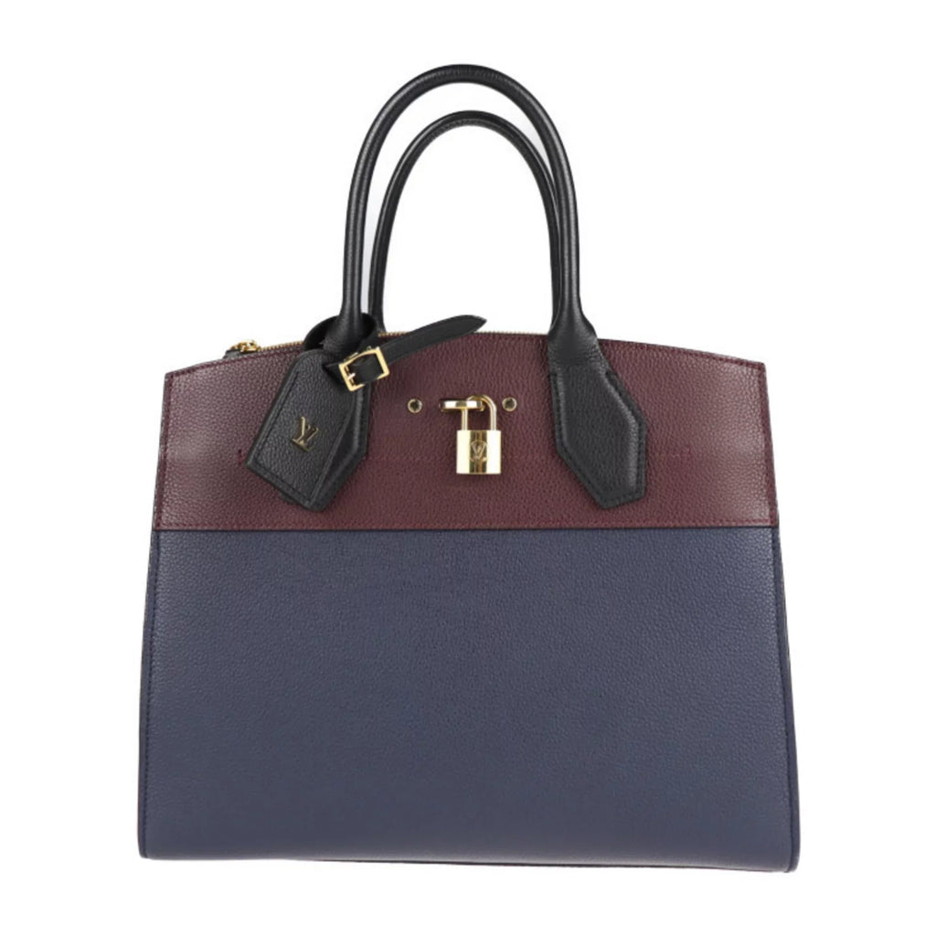 (Good) Noir Tote Steamer MM M54260 2WAY Bag Shoulder Marine Raisin Handbag Leather Pre-Owned City