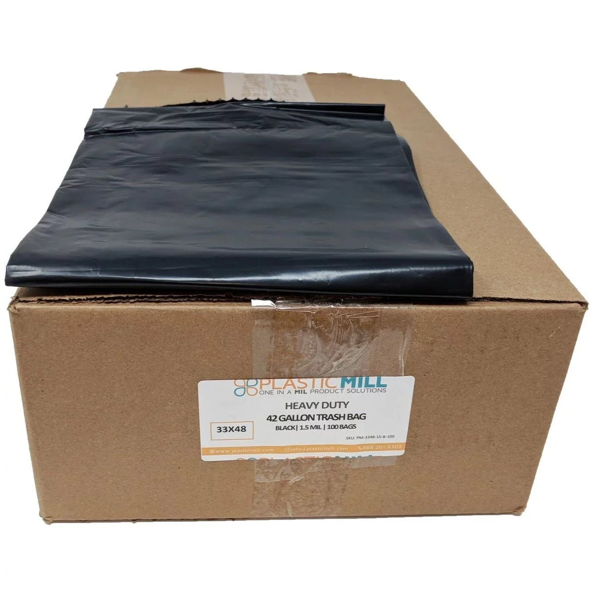 / PlasticMill MIL, Bags/Case, Liners. 42 33x48, Black, Trash Can Gallon, 1.5 Bags 100 Garbage