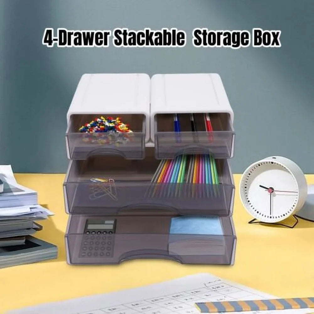 Desk Stackable 4*Drawer With Large Box Storage Neat Container Organizer Storage