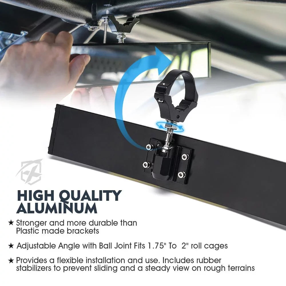 & Rollbars for LED UTV Integrated 1.75"-2" Rear View 13" Mirror Lights Xprite Curved Switch w/