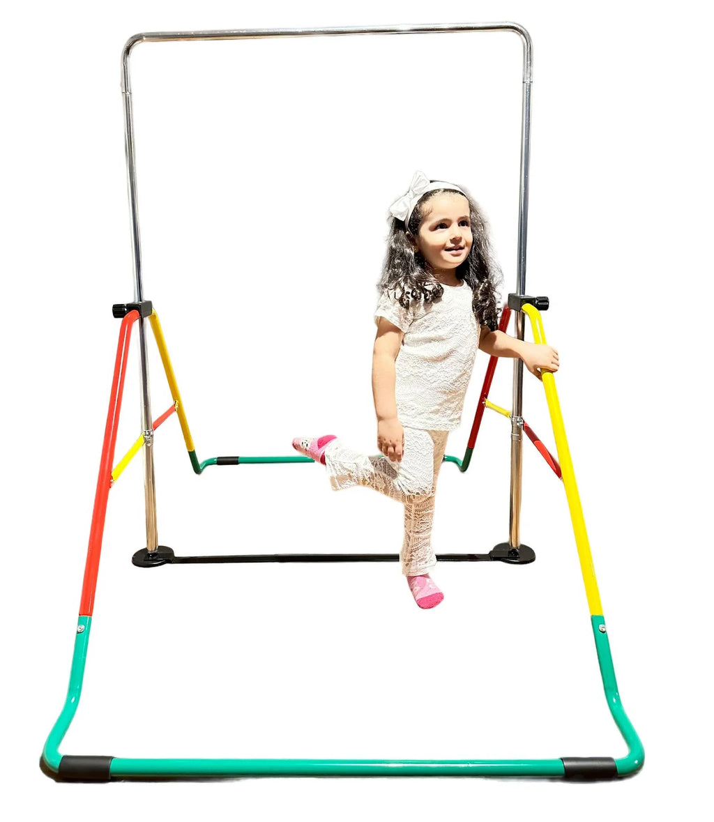 Home for Equipment - Expandable, Kip Bar, Junior Bar Red/Yellow Height-Adjustable Monkey Kids Training, Gymnastics Playground Horizontal Folding, Bar