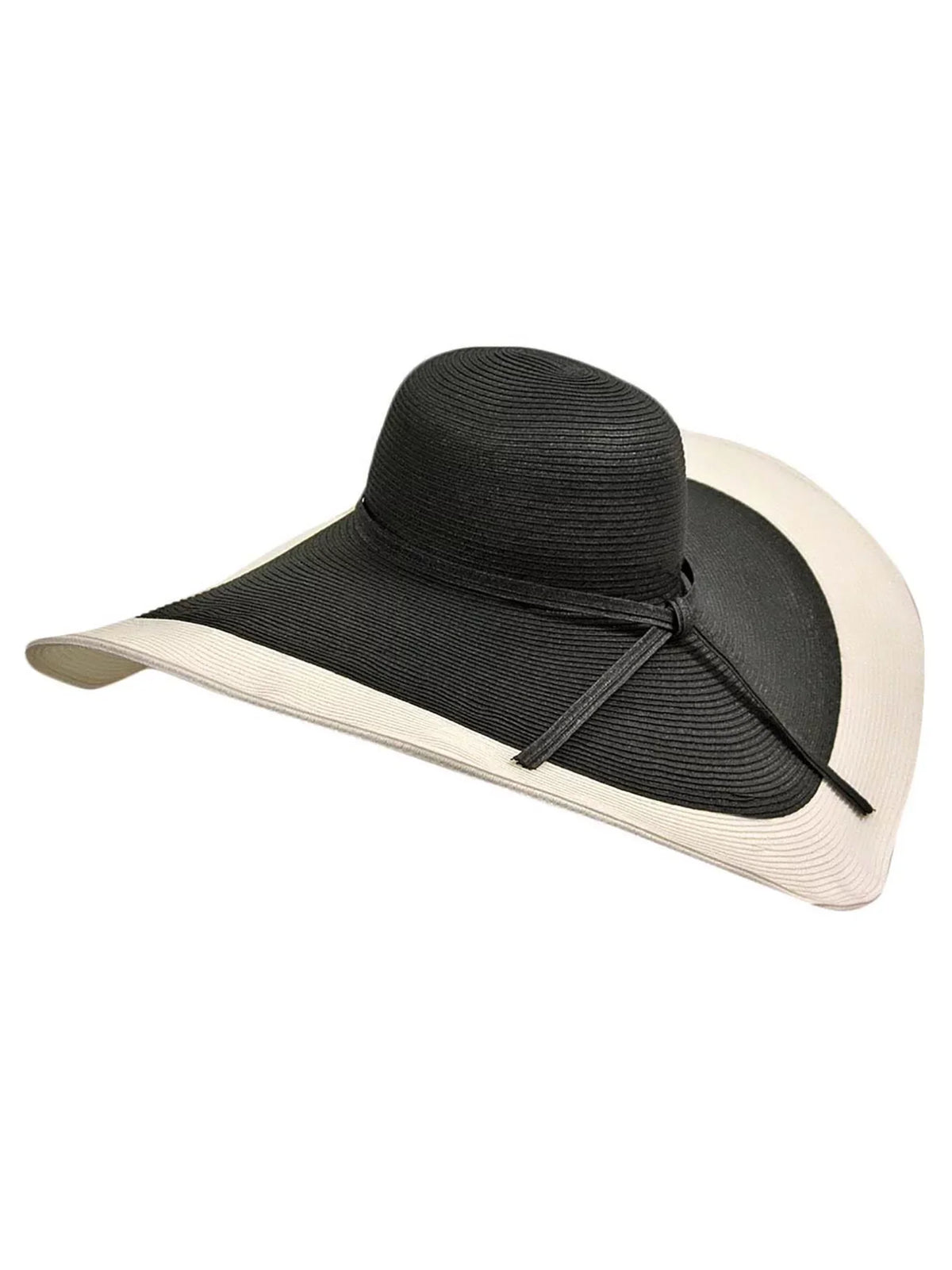 Floppy Wide Hat White Black With Brim &