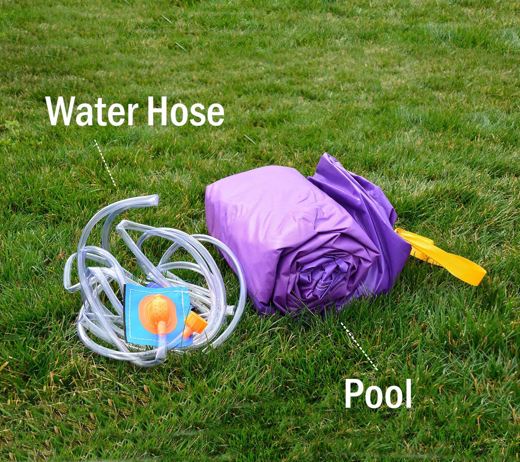 11' Sprinkler 6") Purple Bounce Houses, Attachment HeroKiddo Slide (8' x Hose Included, Compatible Pool Dual for 6"