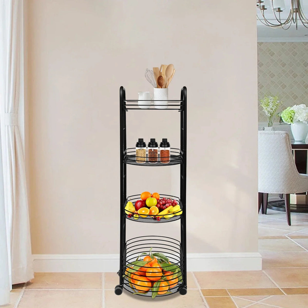 Shelf Utility Cart Kitchen Organizer Rack Trolley Storage Tier 4 Storage Movable