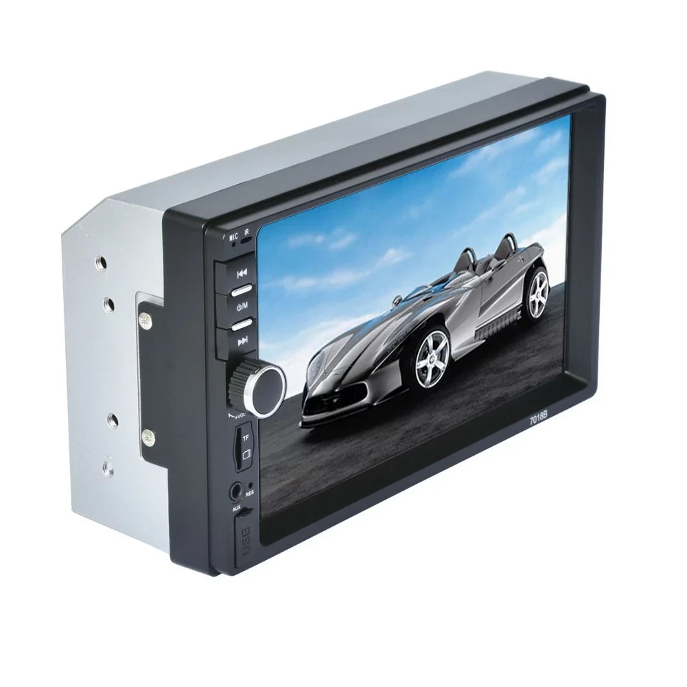 Receiver with USB FM Audio Din with Double Radio Backup Mirror Stereo Bluetooth Camera Screen and 7 Car Touch Radio Inch Car Control Remote Link
