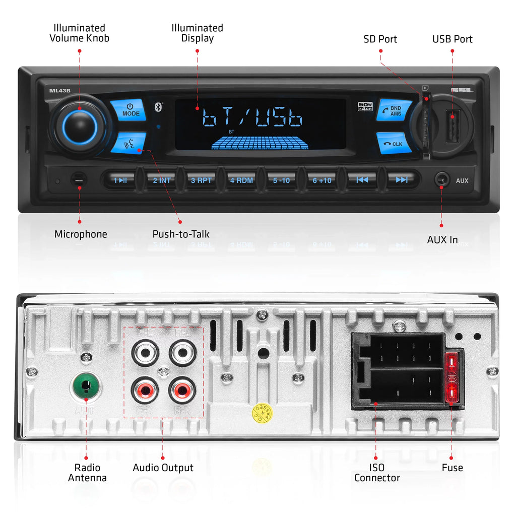 Storm Bluetooth, CD, USB, Car Laboratories AM/FM SD, No ML43B Sound Stereo,