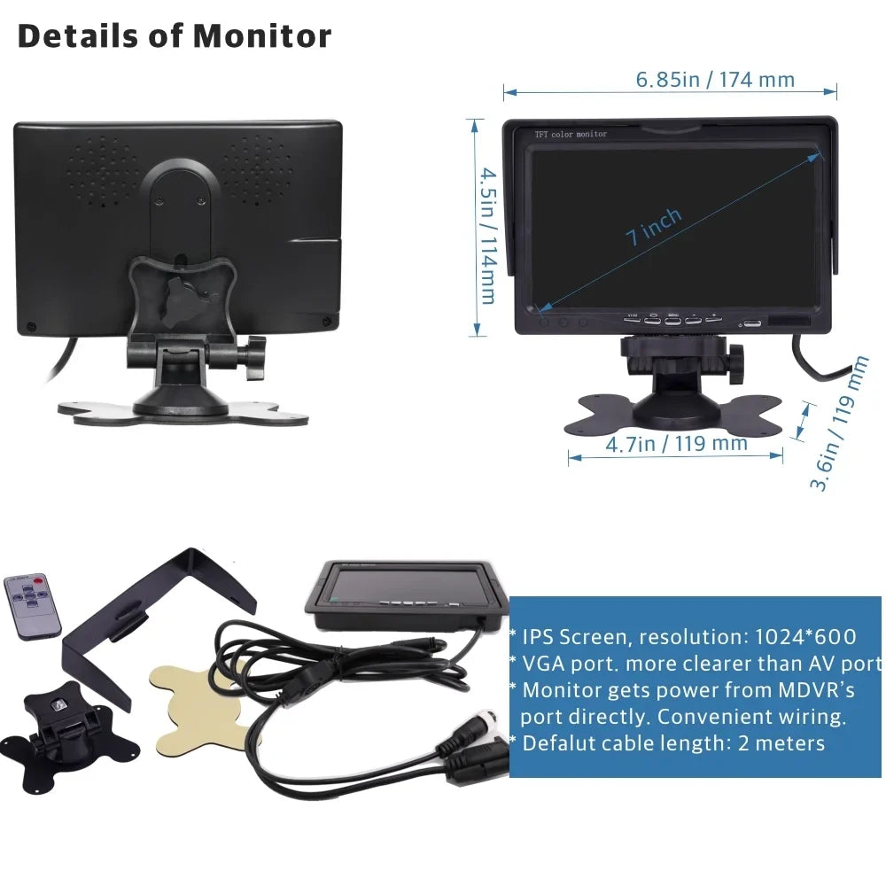 Metal IR GPS Side Video Vehicle 4CH Car View APP/Web/PC INCLUED) JOINLGO Fleet/RV Recorder WiFi 4G View 1080P with Kit Live Rear SSD on for DVR Audio 4pcs (1TB Camera Truck
