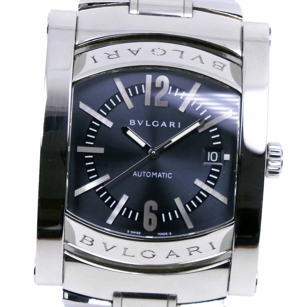 Men's AA48S Silver Stainless Bvlgari Automatic (Good) Dial Steel Ashoma Watch Pre-Owned Navy