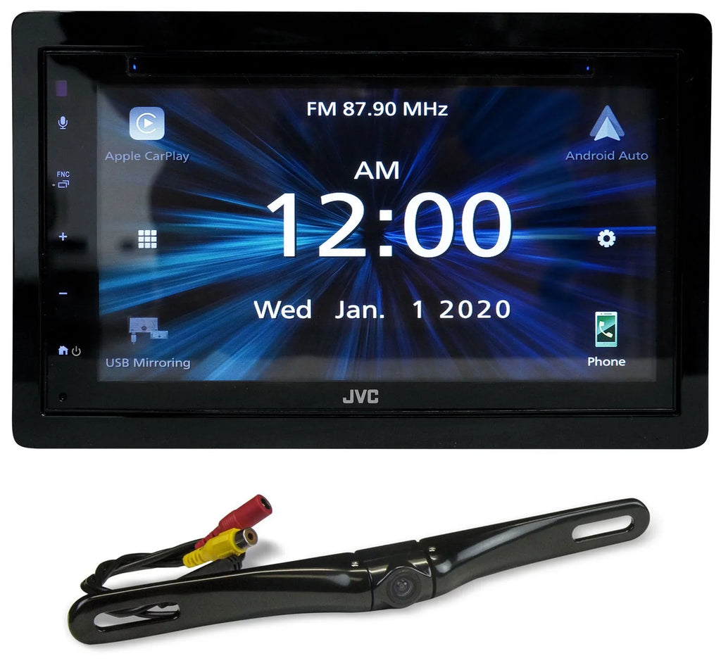 KW-V660BT Receiver+Backup Carplay/Bluetooth/Android Car 6.8" JVC DVD Monitor Cam
