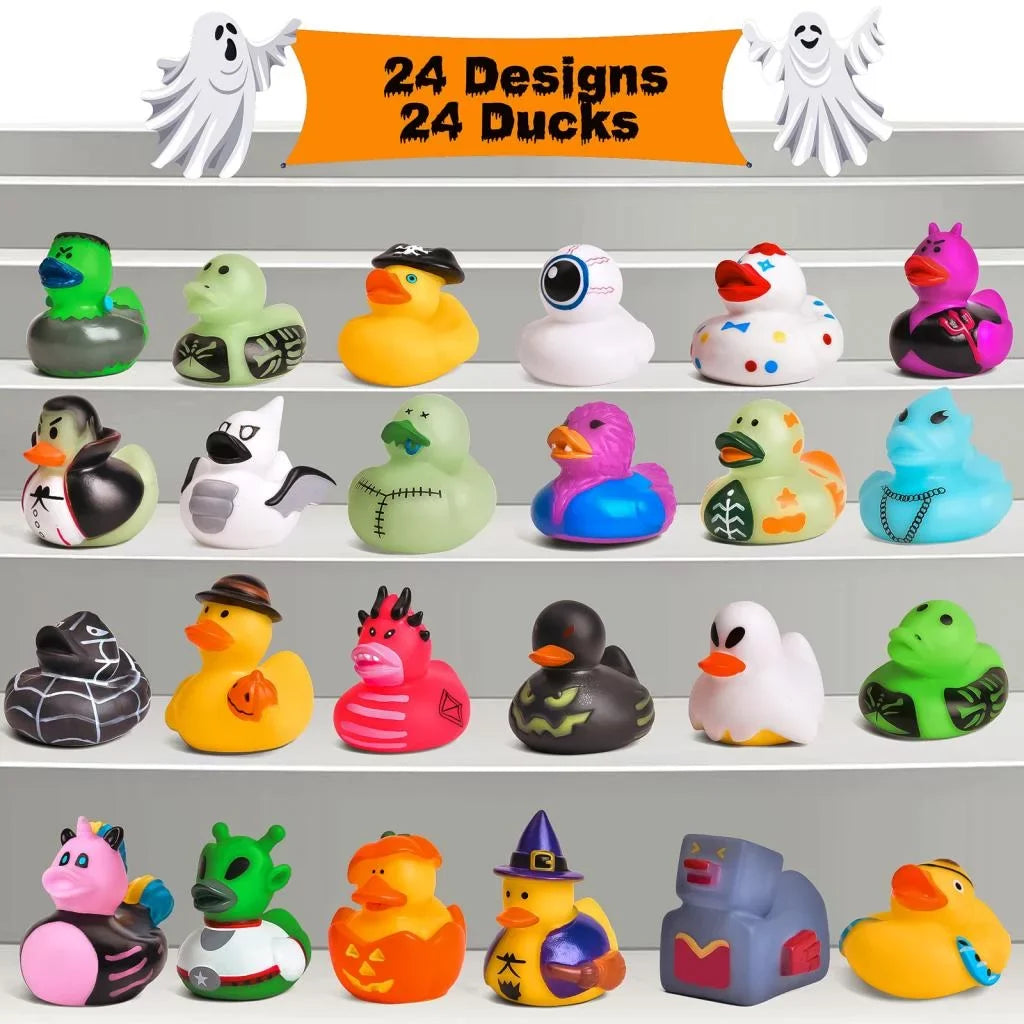 Pcs Bath Baby Ducks,Rubber for Rubber Showers,Halloween or Ducks Halloween Treat,Halloween Party Toys 24 Fun Toys Little Decor Trick Favors