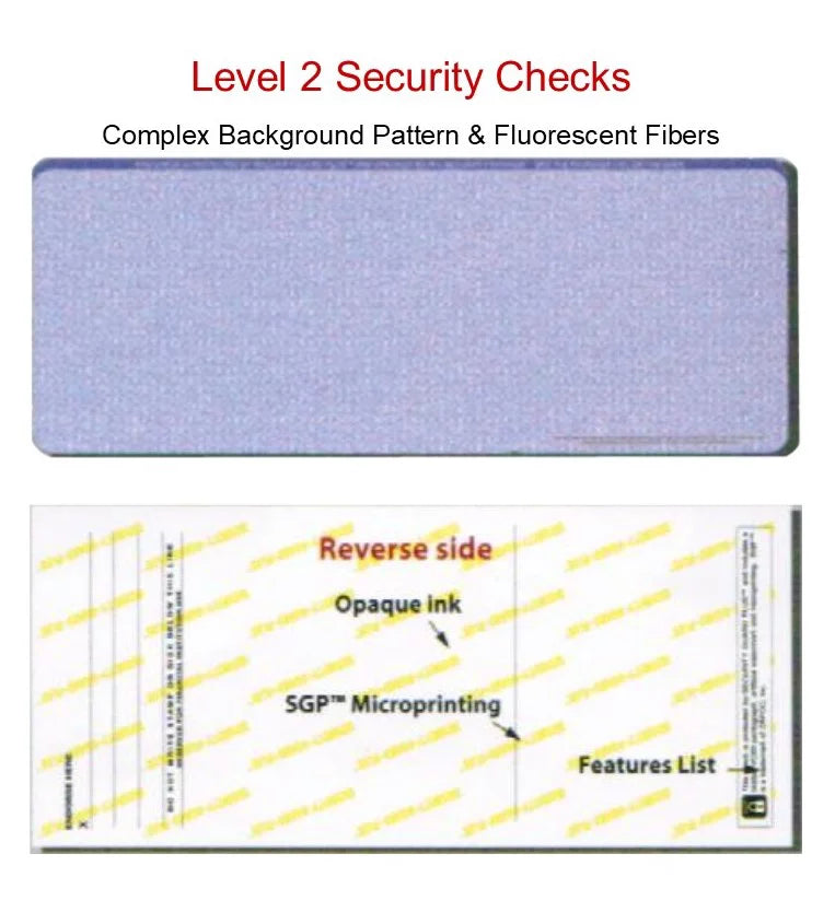 3-Up Paper, 100 with 12 SHEETS Checks, Check Background High-Security - OF Pattern, x 8-1/2" Features Blue 11", Security PACK Complex Microperfed w Zapco