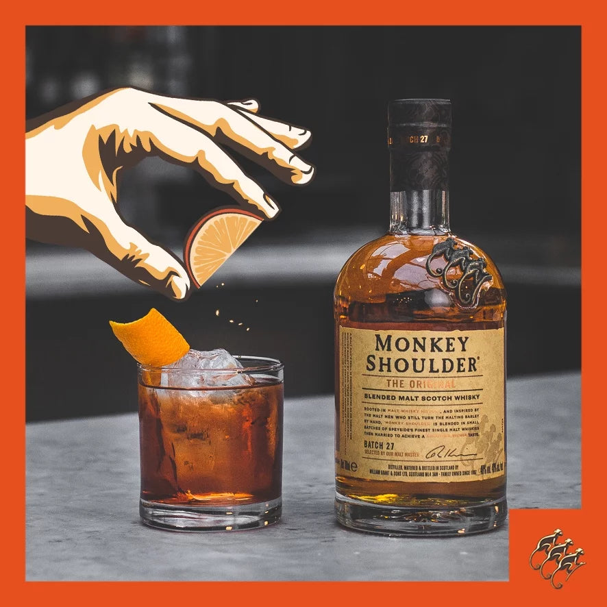 Glass Shoulder Bottle, 86 ABV Monkey Whisky, Scotch Proof 750ml 43%