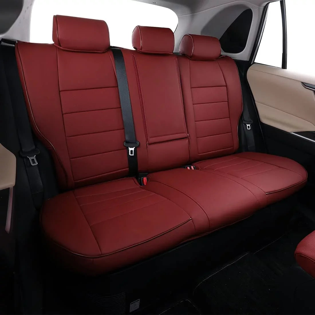 2023 Fit Custom for Auto Leather Taos EKR Covers(Burgundy) 2022 -Full SE Taos Covers Seat S Set Car Seat Volkswagen
