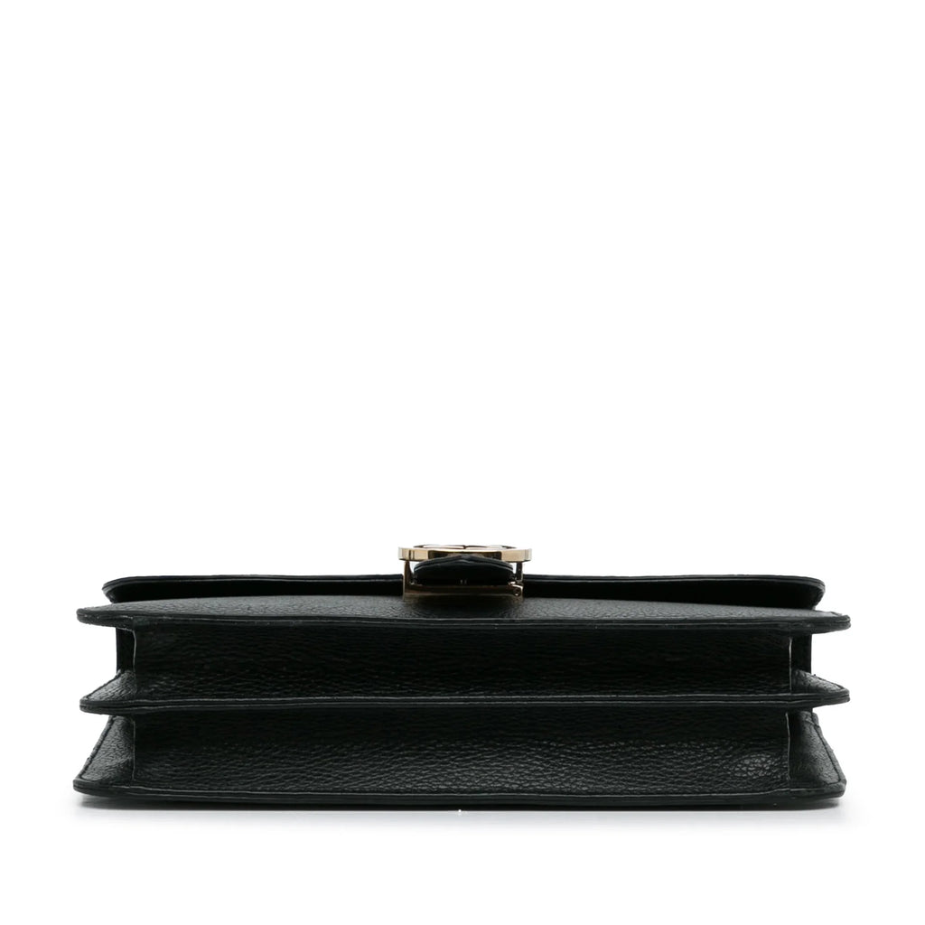 Unisex Authenticated Crossbody Bag Medium Dollar Leather Black Calf G Pre-Owned Interlocking (Good)
