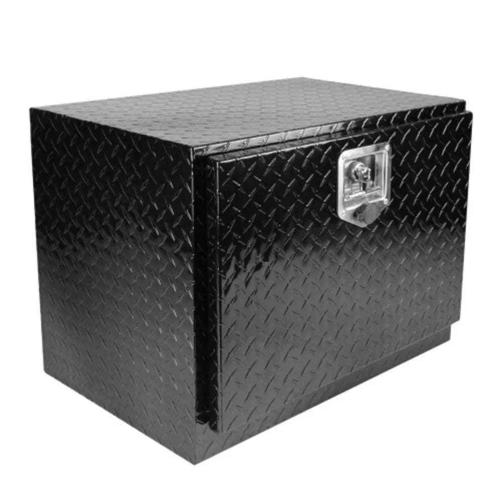 Black 24 Inch and 24"(24.2"×17.1"×17.9") Bed Organizer box Lock Tool Square + Aluminum Storage Toolbox + Waterproof Plated + Trailer Square Up - RV Aluminum Truck Box Pick Keys Stripes with Black