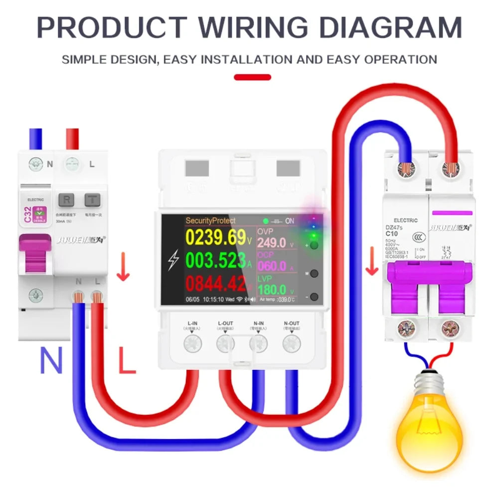 Tuya Din AT4PW AC Meter Rail Remote Control Switch Frequency Factor 100A Digital 110V Kwh Wifi/Bluetooth 220V Smart Energy