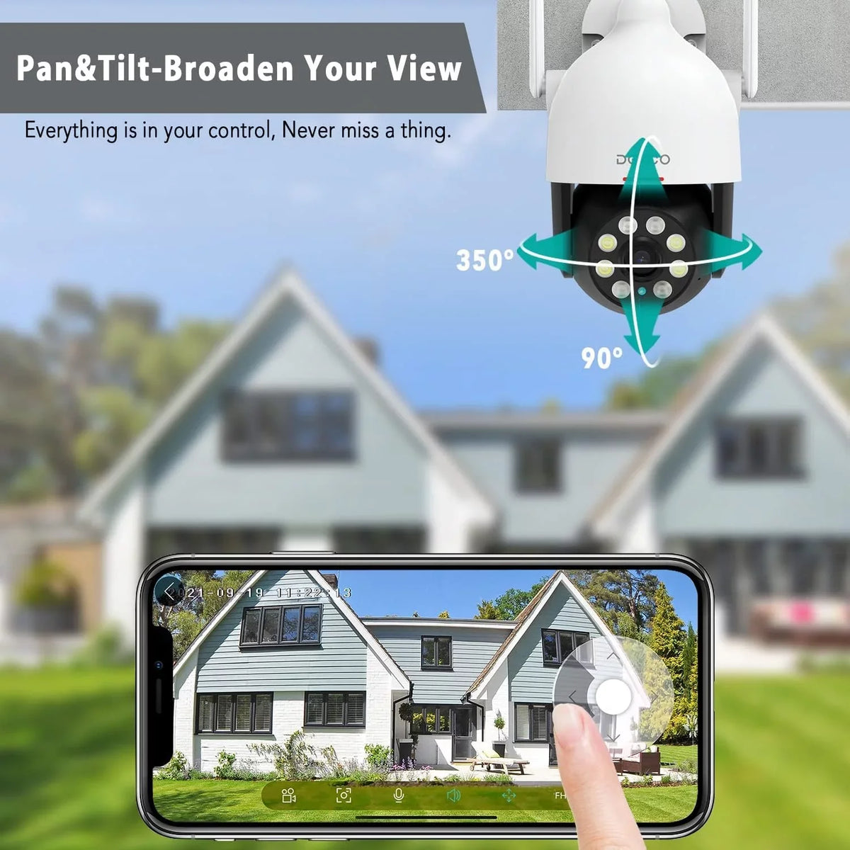 Night Camera Surveillance WiFi Camera with Camera, Waterproof Way 2 2K PIR Camera with Vision Wired 360° View, DEKCO Security Sensor, exterior Spotlight, Audio Motion