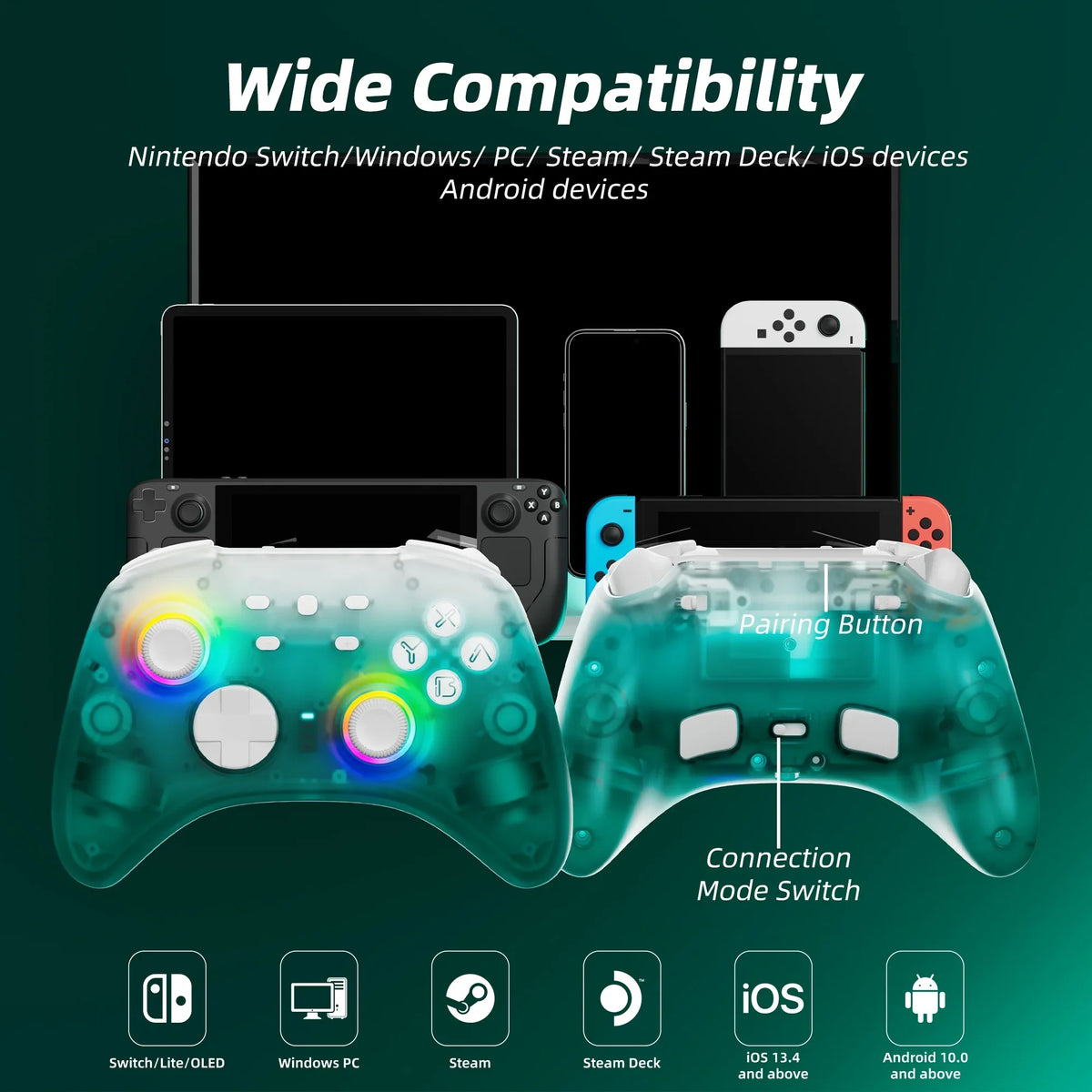 Joysticks Controller & Nintendo Switch and with Super Upgraded Triggers Mario Disc Pro Switch/PC/IOS/Android/Steam Green for Game Hall Odyssey Effect