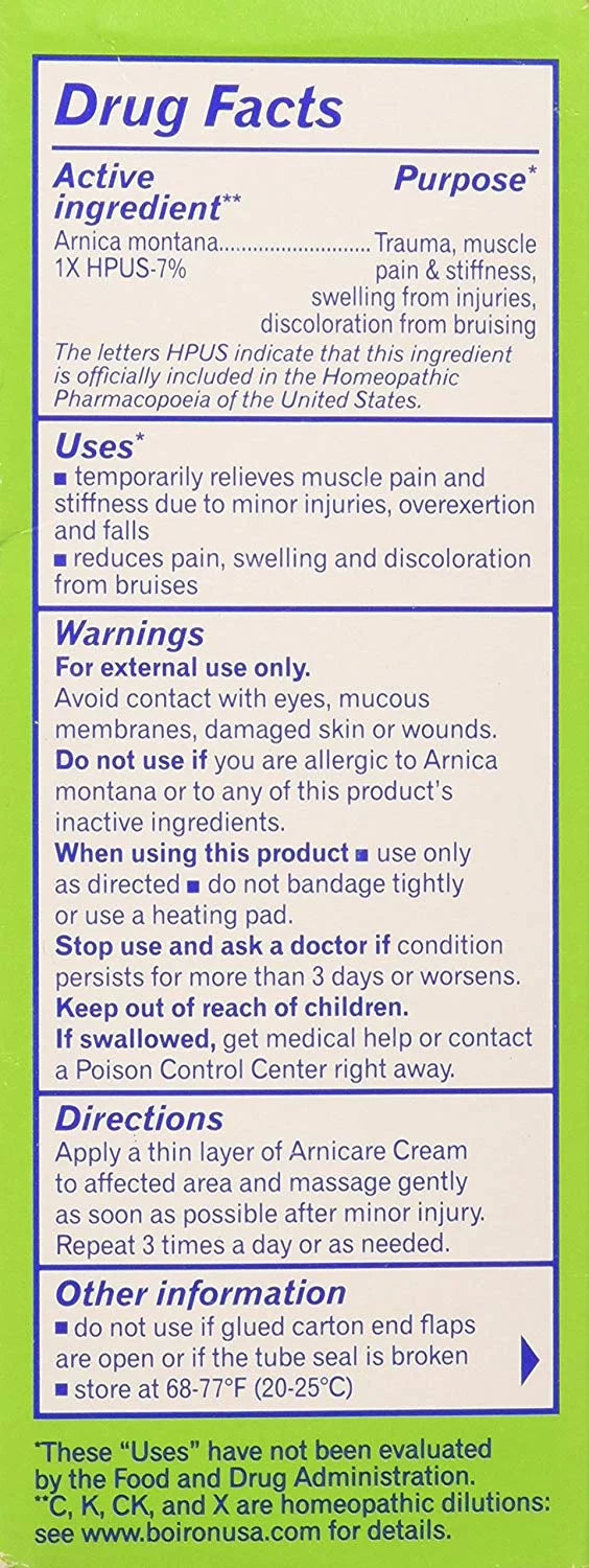 Arnica of 2.5 Cream Arnicare Boiron, Oz 2 by Pack