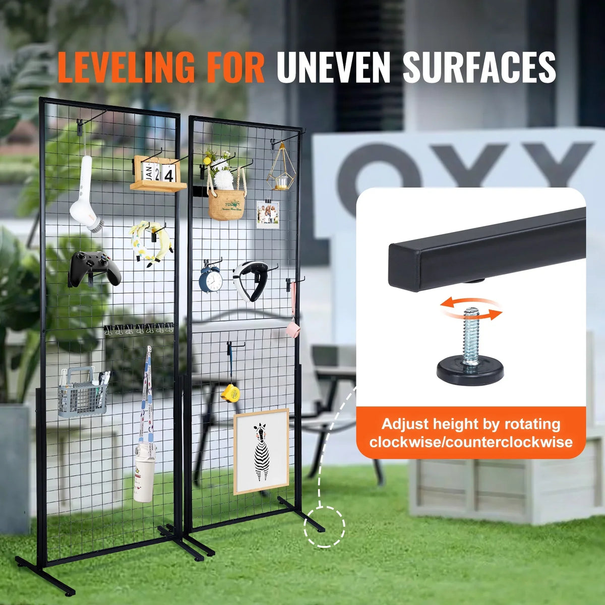 Craft Side Hooks Display 5.6' with BENTISM T-Base Panels Retail Art with for Clips Floorstanding, Shows, Grid Extra Double and Gridwall 2' Wall Panels x Gridwall Tower, Packs Racks 2 Wire Display