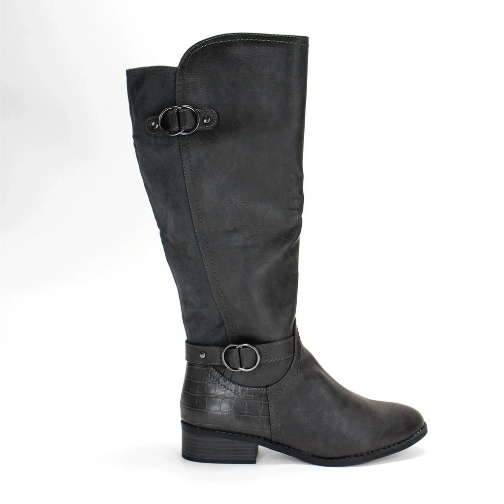 Women's Grey,8 US Scott M Extra Leandraa Calf Karen Riding Boot, Wide