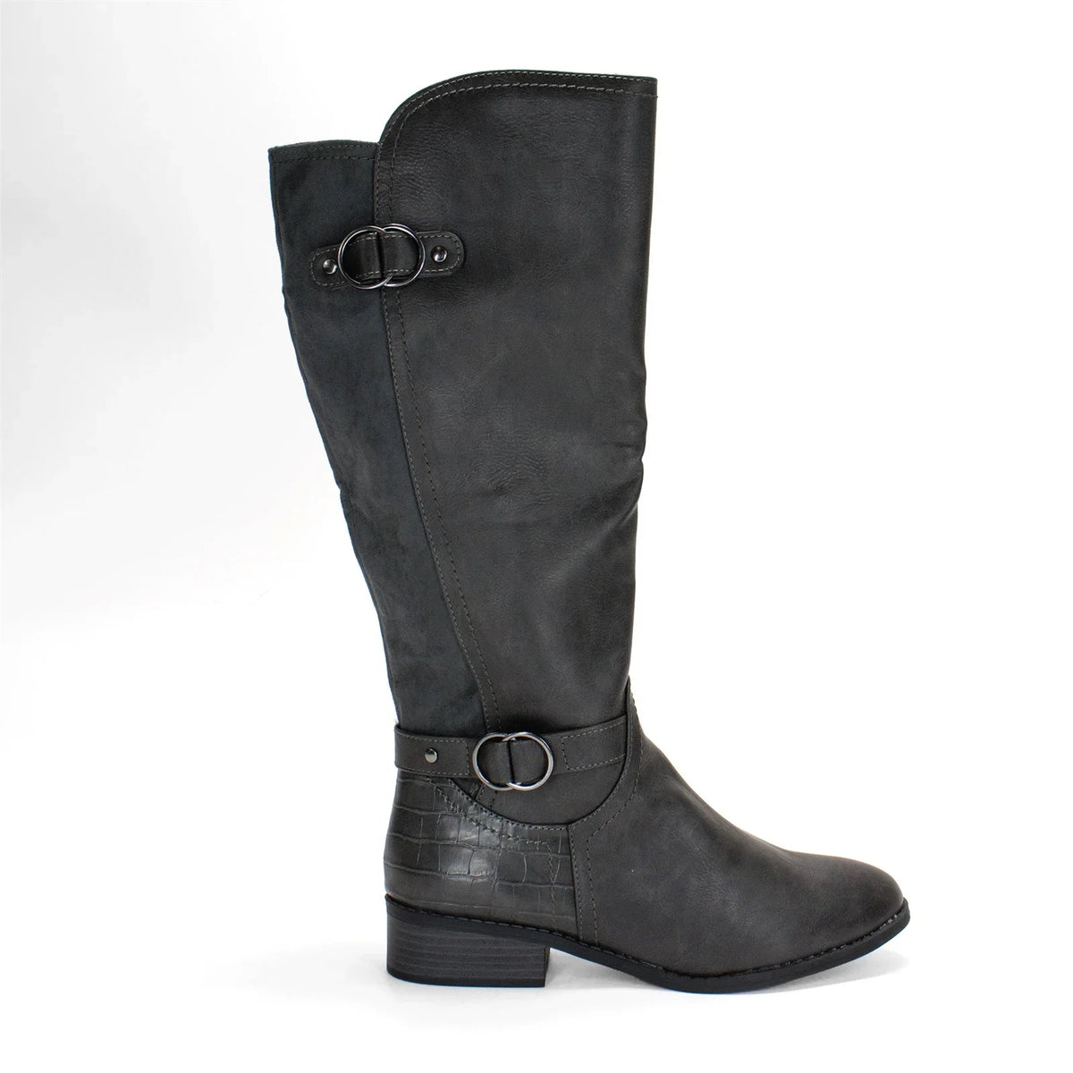 Women's Grey,8 US Scott M Extra Leandraa Calf Karen Riding Boot, Wide