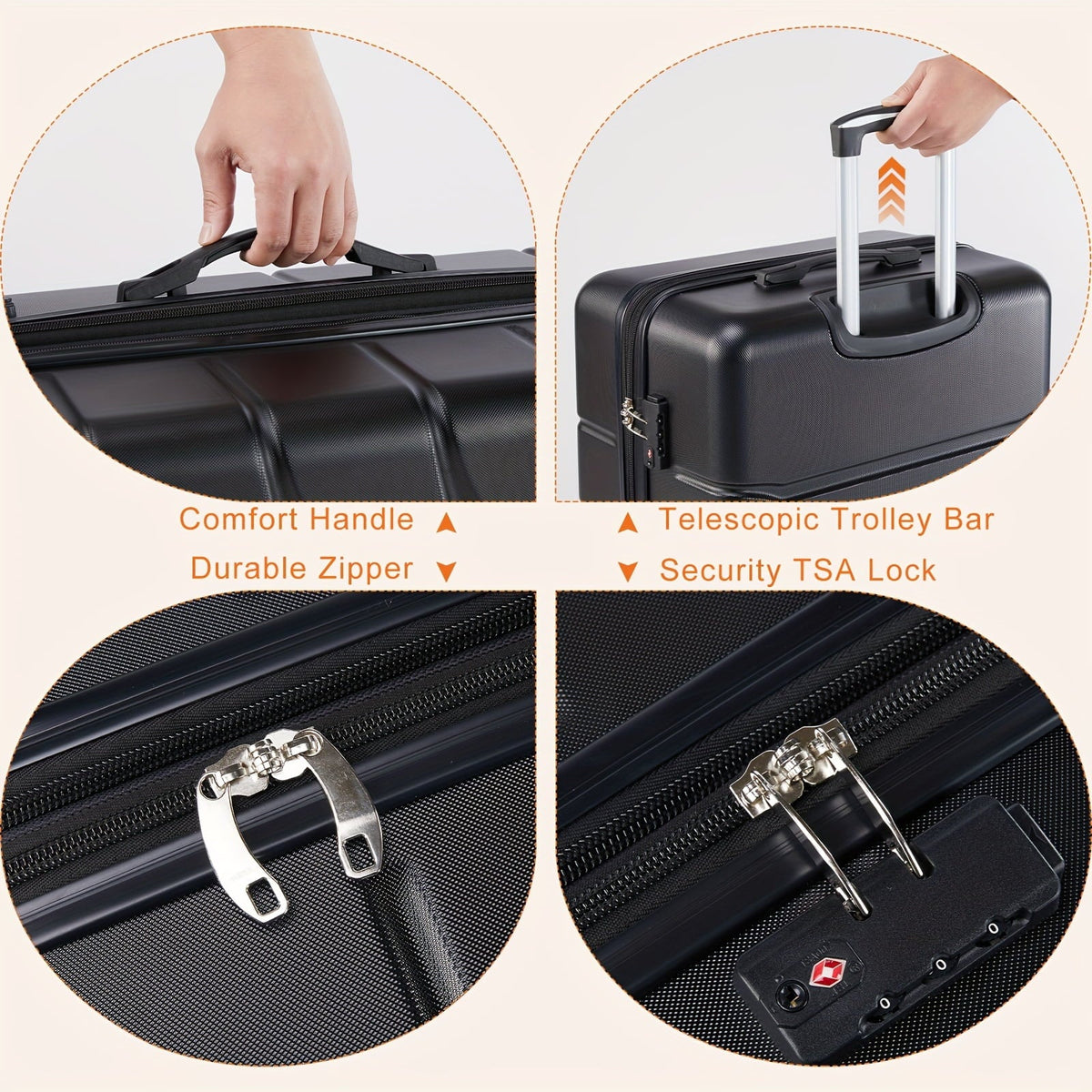 Carry-On Secure Spinner Trolley TSA Double Lock, Case Wheels Convenient – Jetsetters Durable for Lightweight – & Suitcase Travel