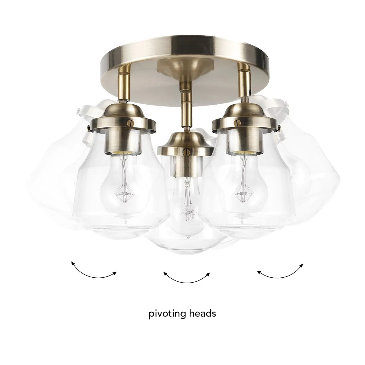 Globe Gerard with Clear Bulbs 59761 Lighting Canopy 3-Light Glass Electric Included, Light Brass Track Antique Shades,