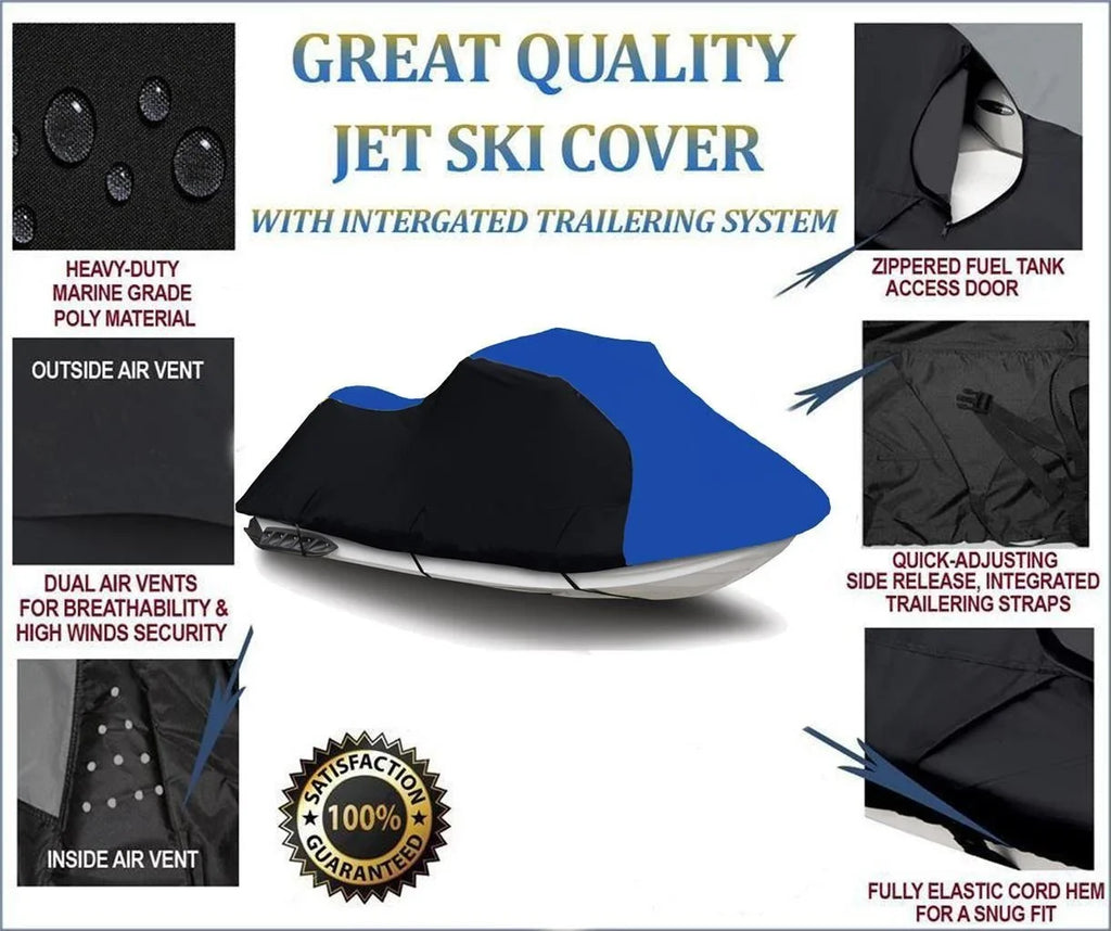 Compatible TOP 1999 2002 THE Cover BLACK Watercraft 2004 2000 / for Jet BLUE 130Di Cover HEAVY-DUTY, 2003 Kawasaki Ski Seater 2 LINE 2001 OF