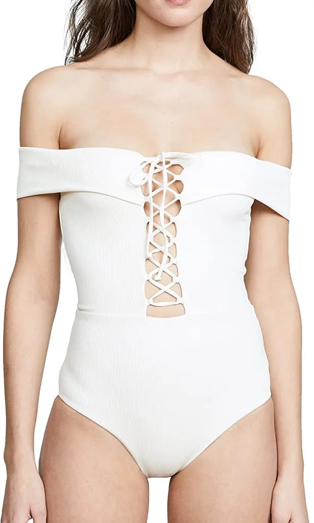 US Piece L*Space Swimsuit, One 6 Bandeau Lace-Up CREAM Anja