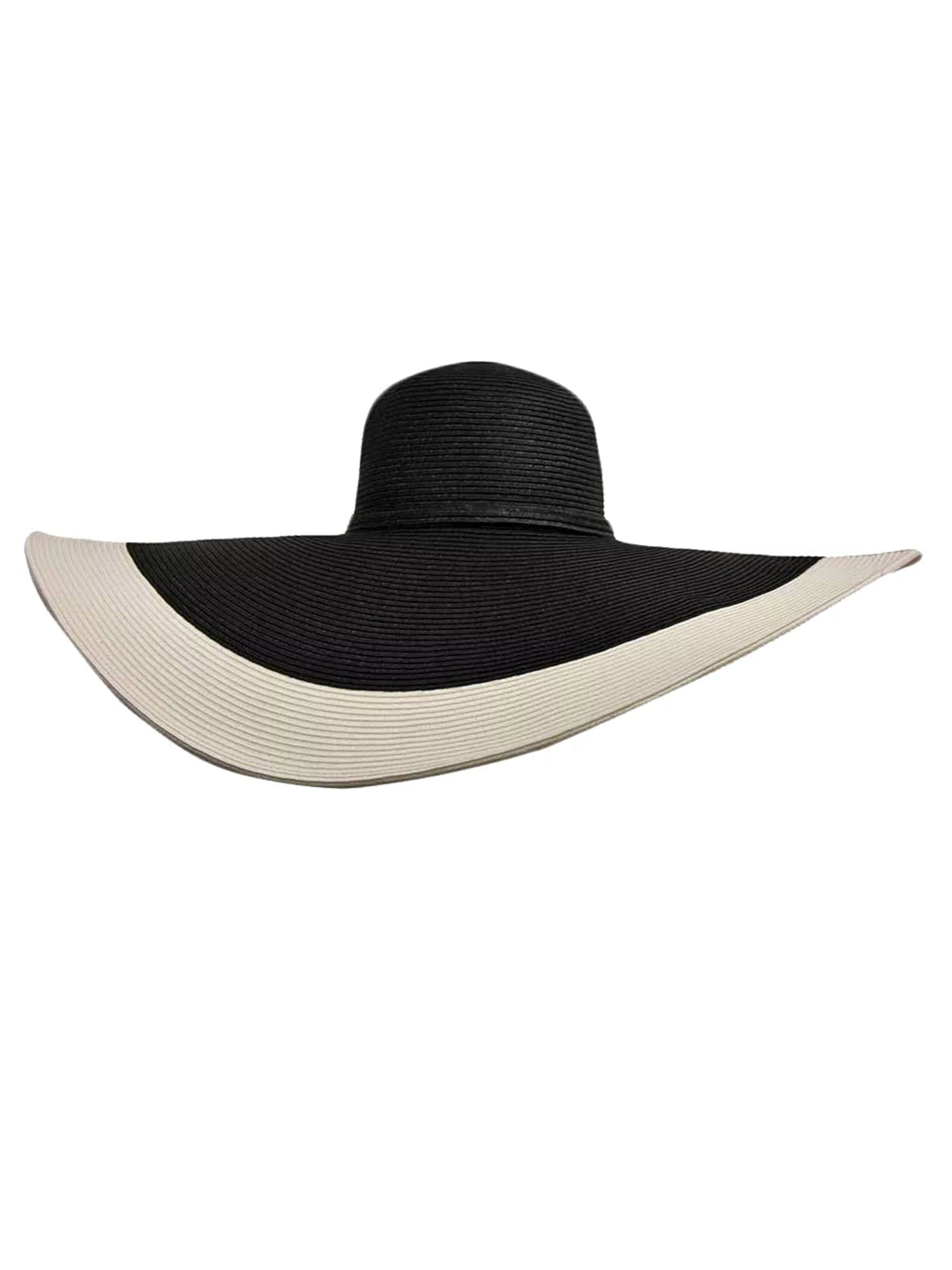 Floppy Wide Hat White Black With Brim &