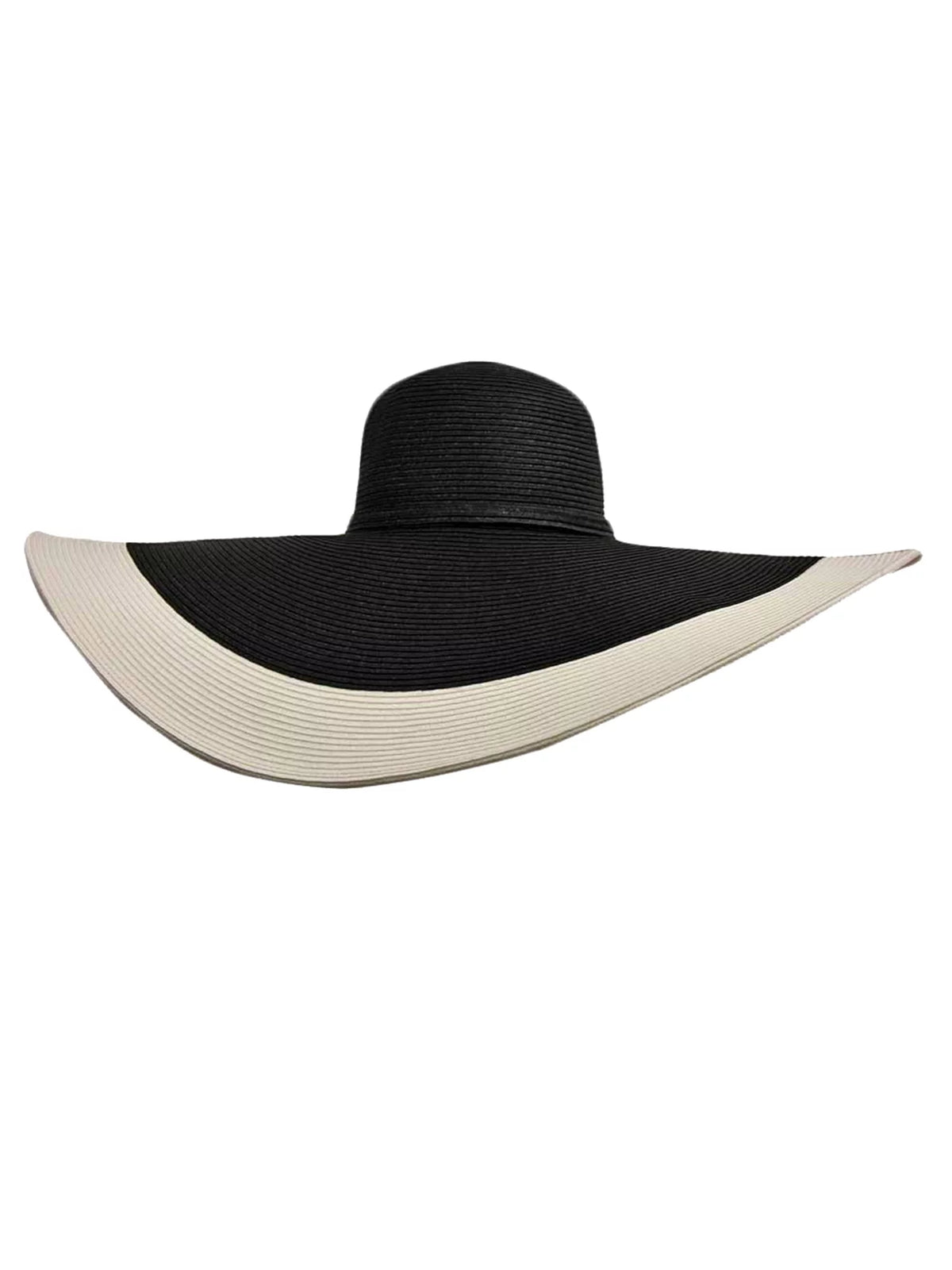 Floppy Wide Hat White Black With Brim &