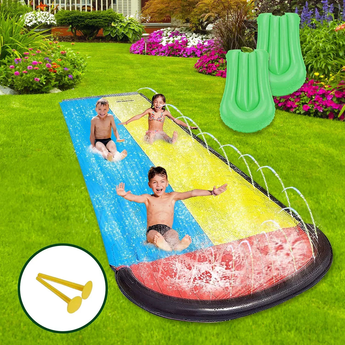 Lawn Racing Inflatable liquid 15.5ft Long liquid Slides Lane Kids Version, Slide Kaniye for Double