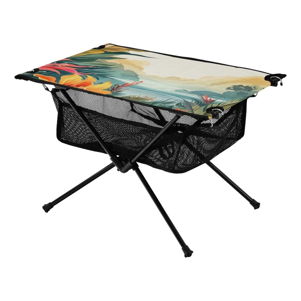 Compact Fishing Portable Table Beach Folding exterior Storage Bag Camping Picnic Travel Leaves with Palm for Table Table BBQ Landscape
