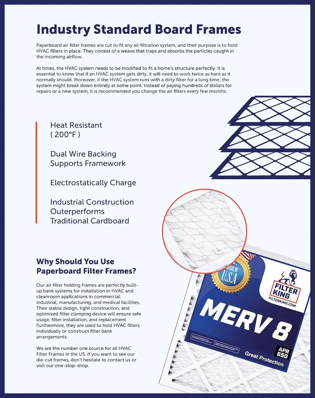 USA 26 x MERV 52.5 | .75" King Filters Filter HVAC dimension: x Actual Air Filter 8 | 4-PACK IN 26x52.5x1 Furnace A/C MADE | Pleated |