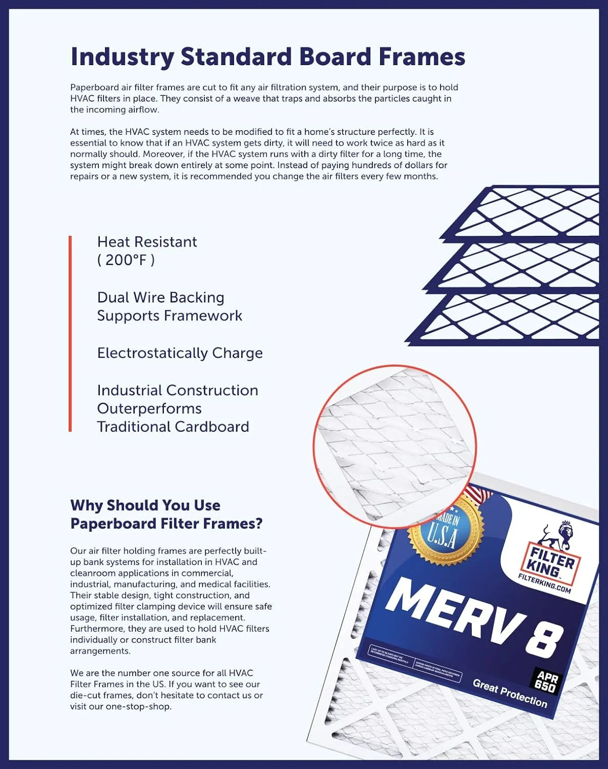 USA 26 x MERV 52.5 | .75" King Filters Filter HVAC dimension: x Actual Air Filter 8 | 4-PACK IN 26x52.5x1 Furnace A/C MADE | Pleated |