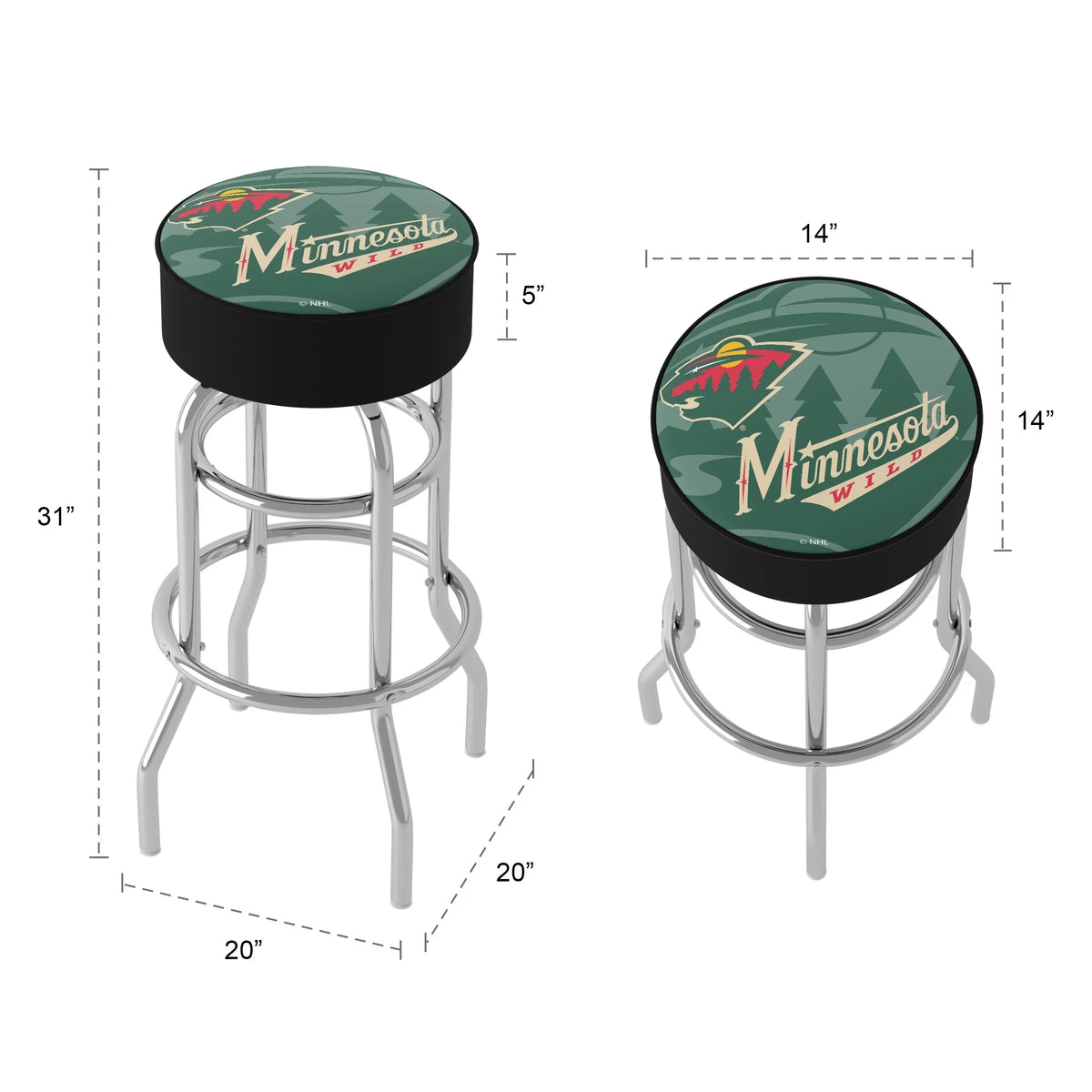 Bar Wild with Stool Trademark Padded Minnesota Seat Gameroom Watermark