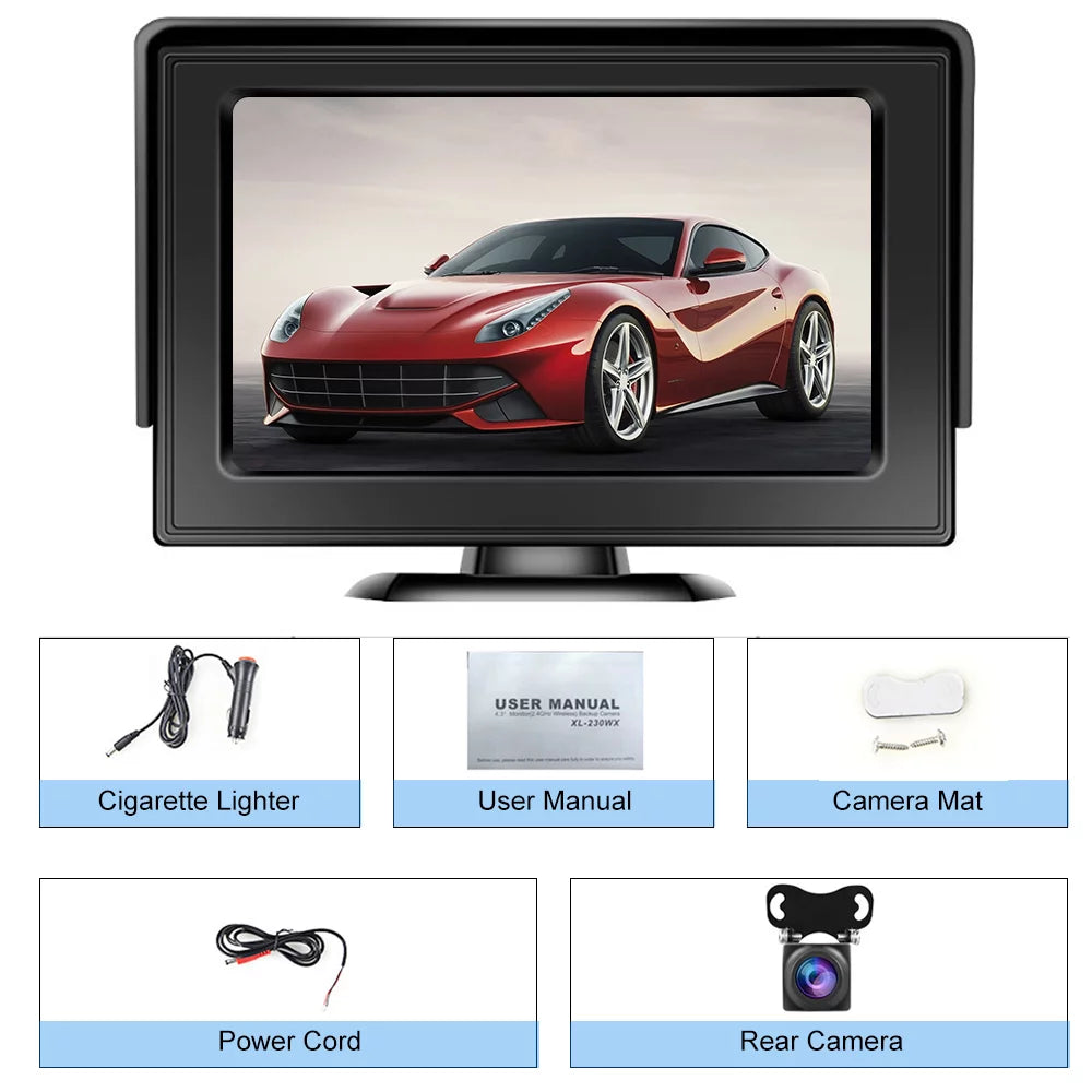 with Backup Stable 4.3’’ View Truck, for Camping Monitor& Reverse Camera Signal, SUV Installation automatic Kit Wireless Car, Rear Van, Digital display Camera
