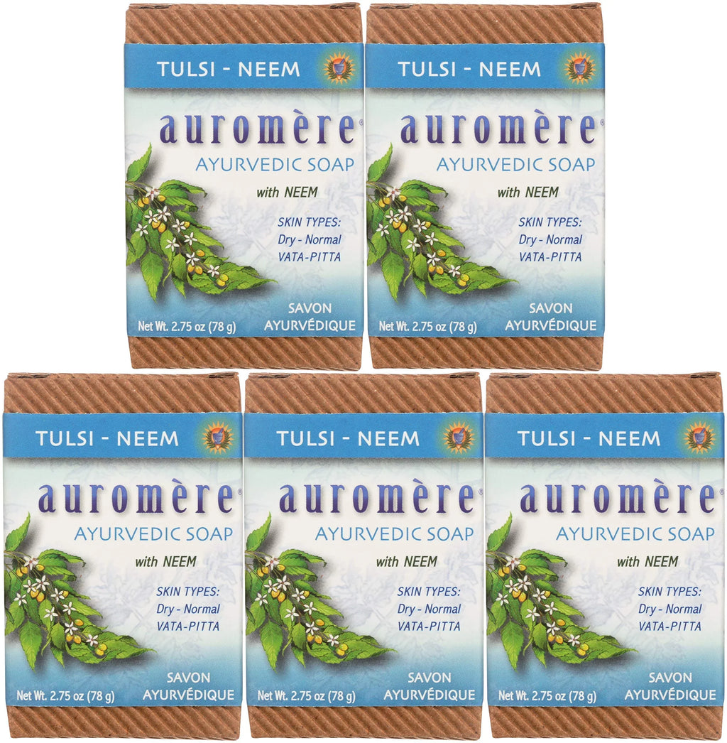 Neem Natural, Oz), Ayurvedic Non Auromere Cruelty Handmade, Bar Free, (2.75 Soap, 5 Tulsi - Vegan, Friendly, Gmo Pack. Eco