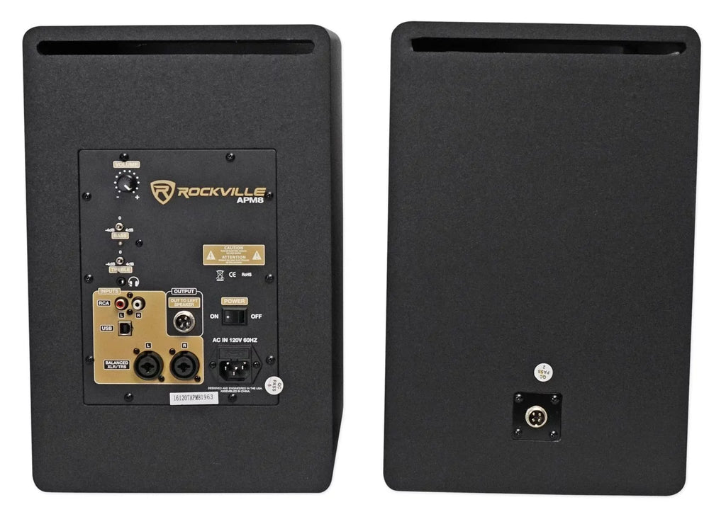 Black 8" APM8W Premium Monitor Rockville Stands USB Speakers+28" Studio (2)