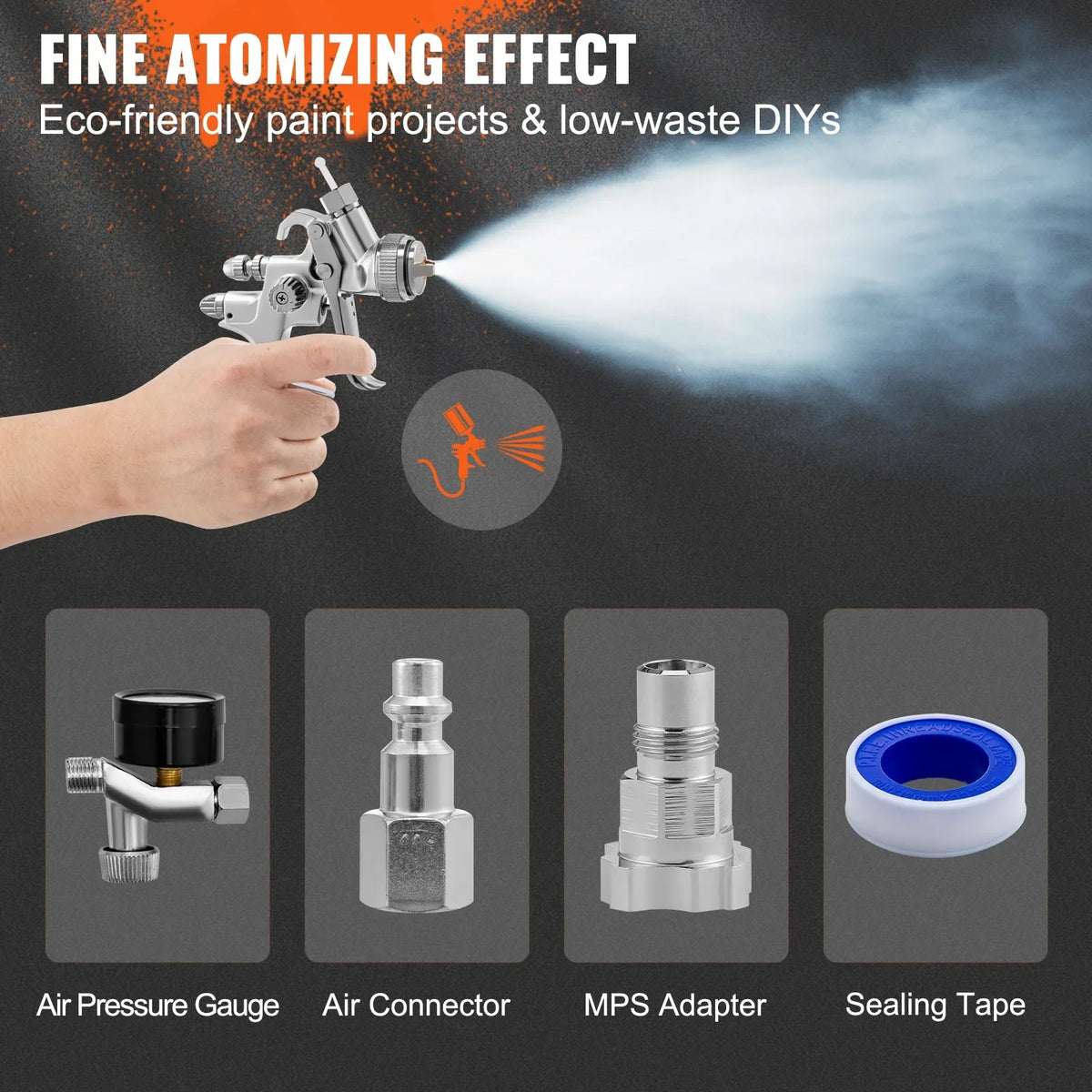 Clear/Top Tip Auto Coat Gravity Spray Sets, Automotive Gun with Paint, 1000cc Cup Gun, Stainless Aluminum Performance Spray Fluid for & HVLP SKYSHALO 1.3/1.7mm Feed High Primer, Touch-Up